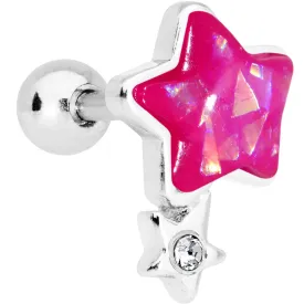 1/4 Pink Faux Opal Star Child Cartilage Tragus Earring