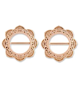 14G Mandala Rose Gold PVD Stainless Steel Nipple Clicker Ring