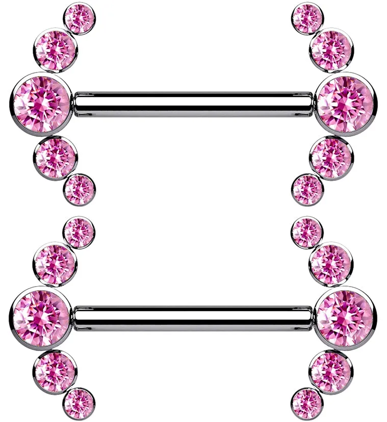 14G Truce Pink CZ Titanium Nipple Ring Barbell