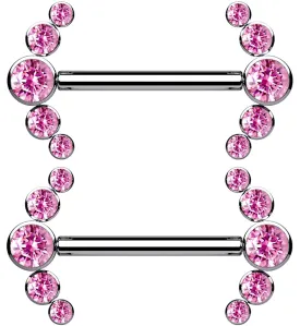 14G Truce Pink CZ Titanium Nipple Ring Barbell