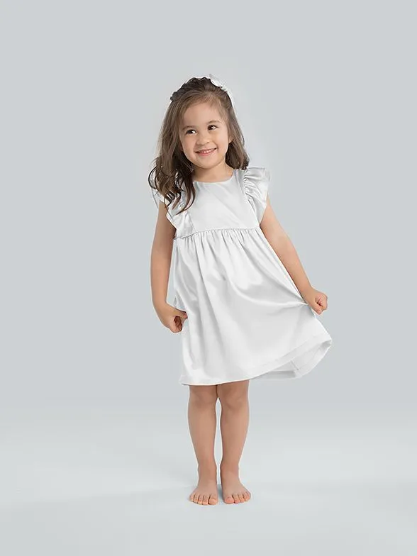 Luxurious 22 Momme Girls Silk Nightgown with Elegant Ruffles - Soft & Comfortable Sleepwear