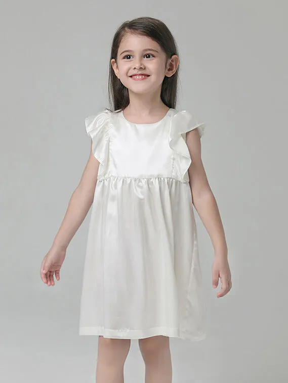 Luxurious 22 Momme Girls Silk Nightgown with Elegant Ruffles - Soft & Comfortable Sleepwear