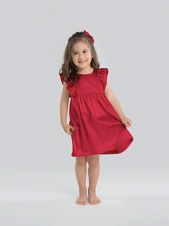 Luxurious 22 Momme Girls Silk Nightgown with Elegant Ruffles - Soft & Comfortable Sleepwear