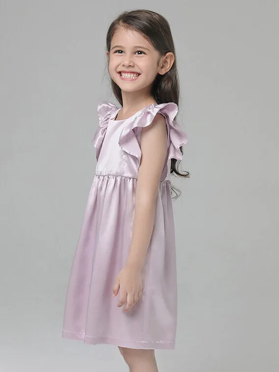 Luxurious 22 Momme Girls Silk Nightgown with Elegant Ruffles - Soft & Comfortable Sleepwear