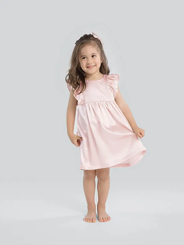 Luxurious 22 Momme Girls Silk Nightgown with Elegant Ruffles - Soft & Comfortable Sleepwear