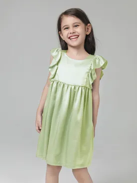 Luxurious 22 Momme Girls Silk Nightgown with Elegant Ruffles - Soft & Comfortable Sleepwear