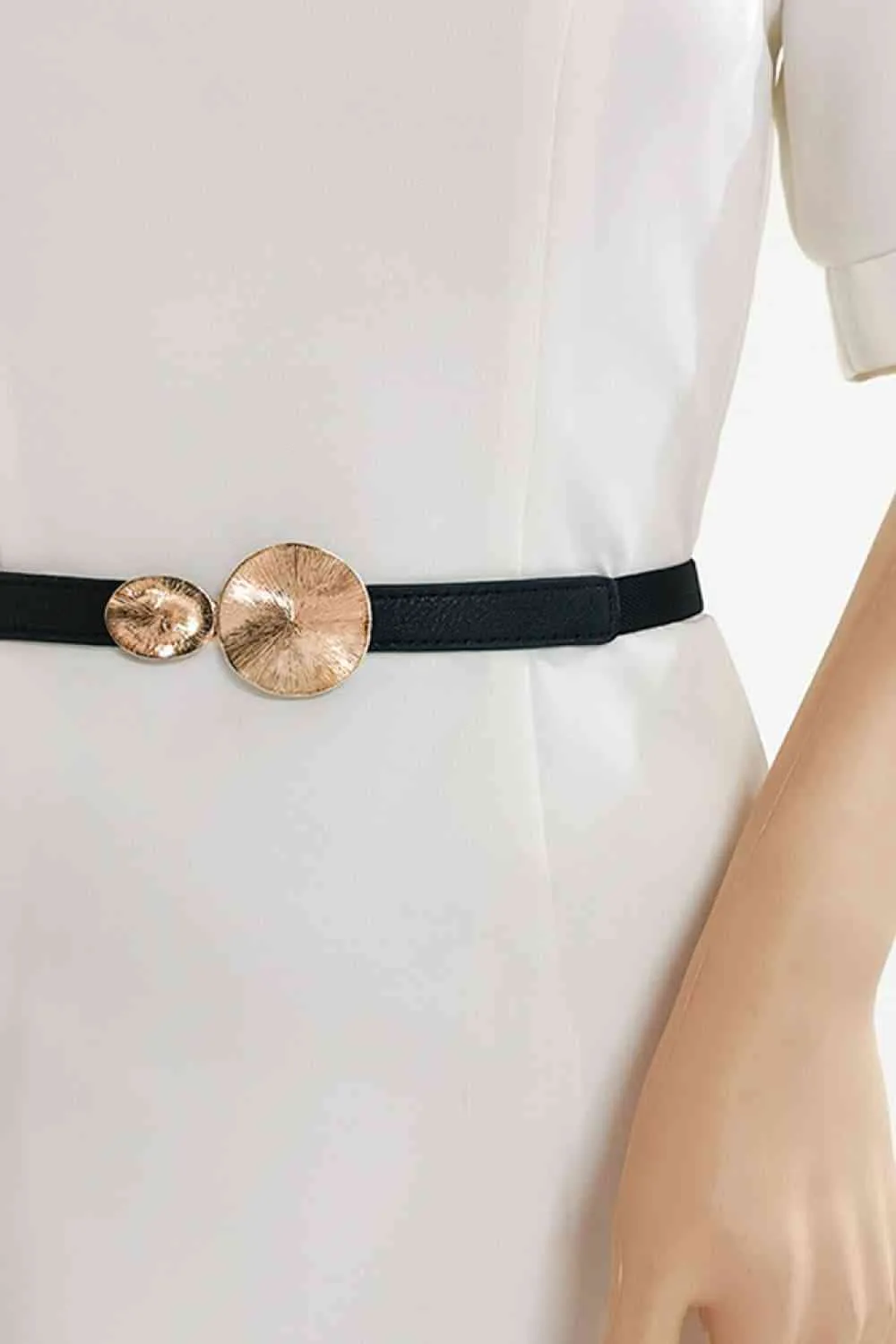 3 Vegan Leather Circle Skinny Belt