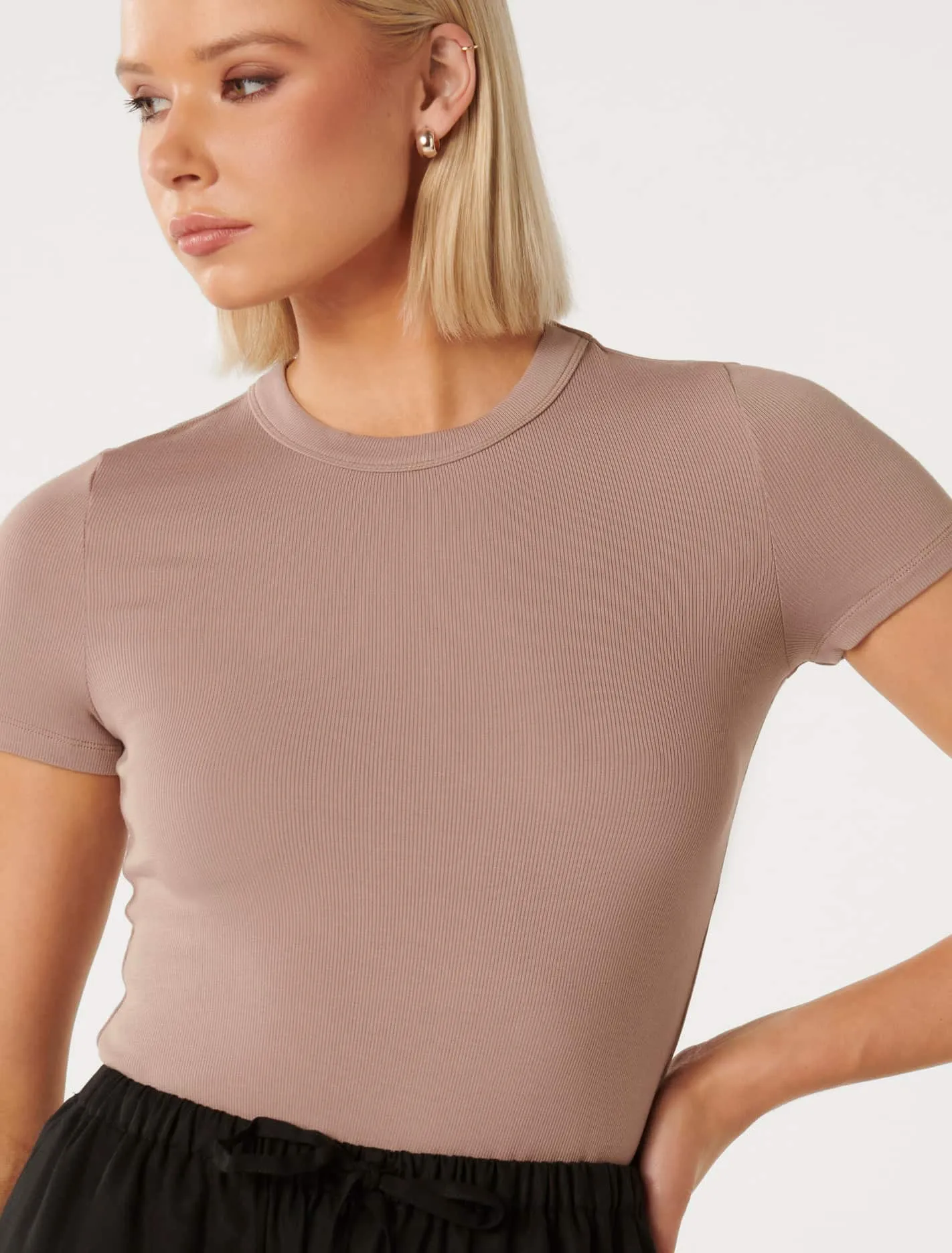 Abigail Wide Rib Neck T-Shirt