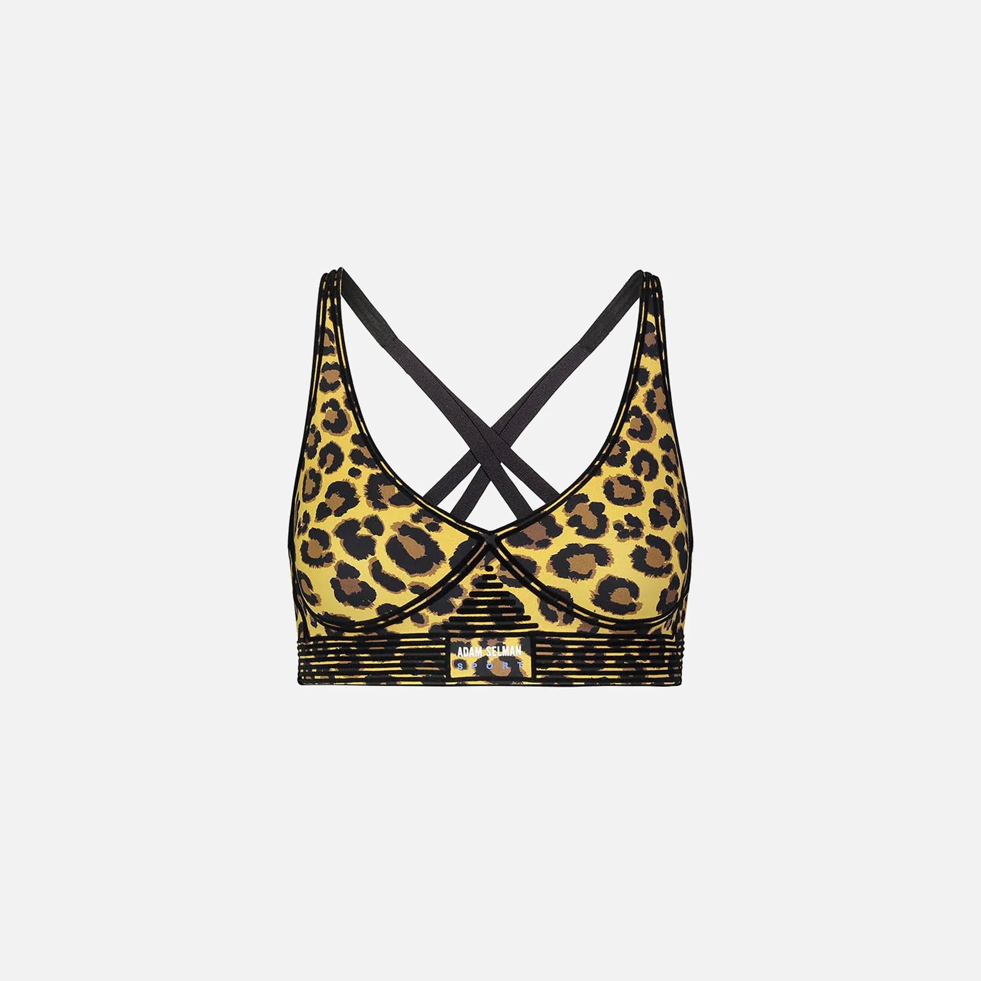 Adam Selman Bonded Active V-Neck Bra - Honey Leopard