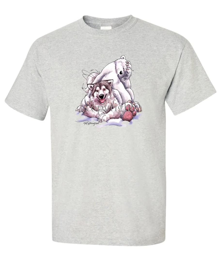 Alaskan Malamute - With-polar-bear - Caricature - T-Shirt