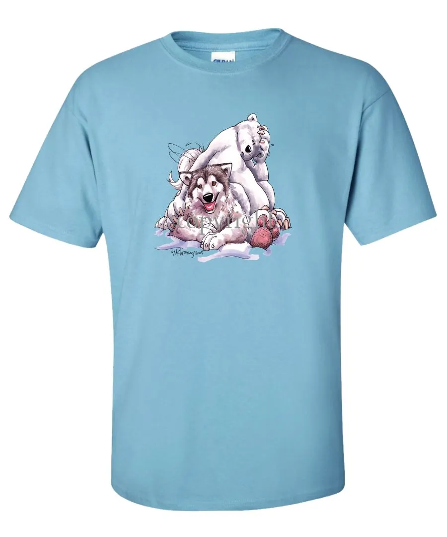 Alaskan Malamute - With-polar-bear - Caricature - T-Shirt