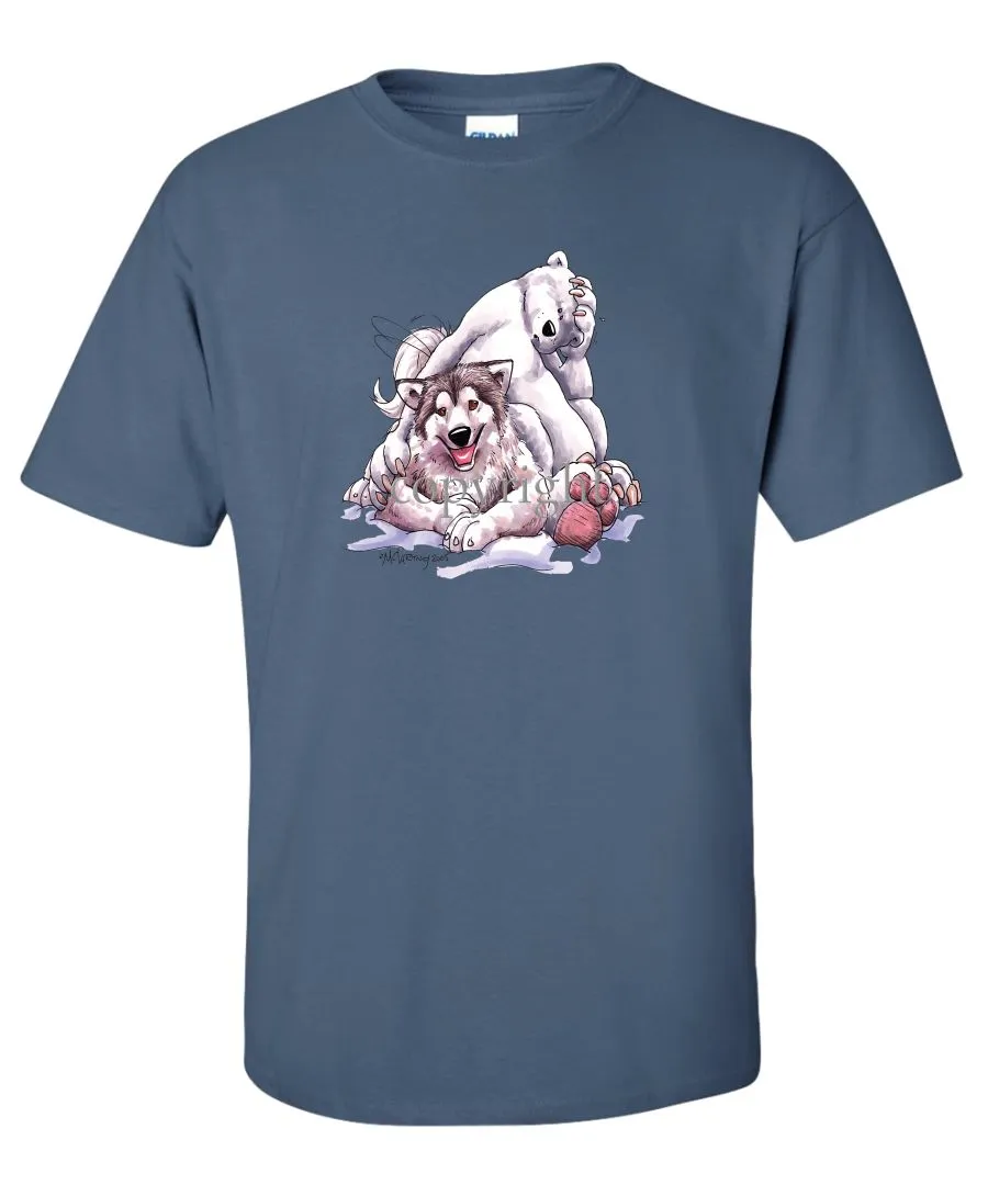 Alaskan Malamute - With-polar-bear - Caricature - T-Shirt