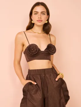 Alemais Helix Crop Top in Chocolate