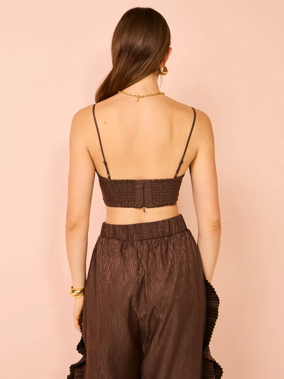 Alemais Helix Crop Top in Chocolate