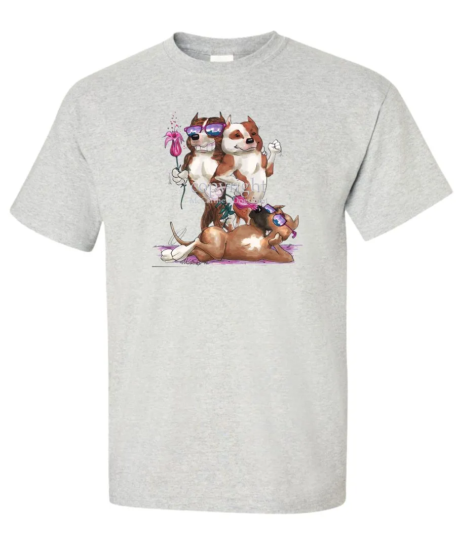 American Staffordshire Terrier - Group Trio - Caricature - T-Shirt