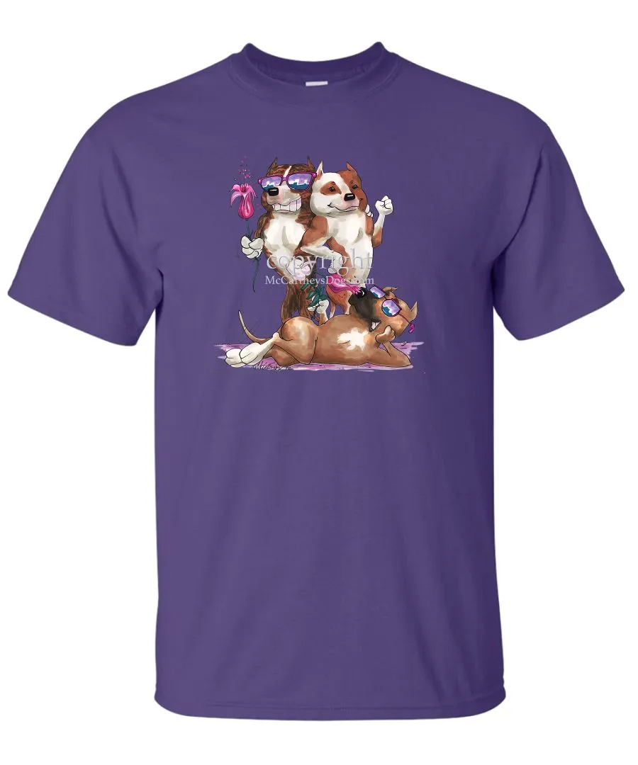 American Staffordshire Terrier - Group Trio - Caricature - T-Shirt