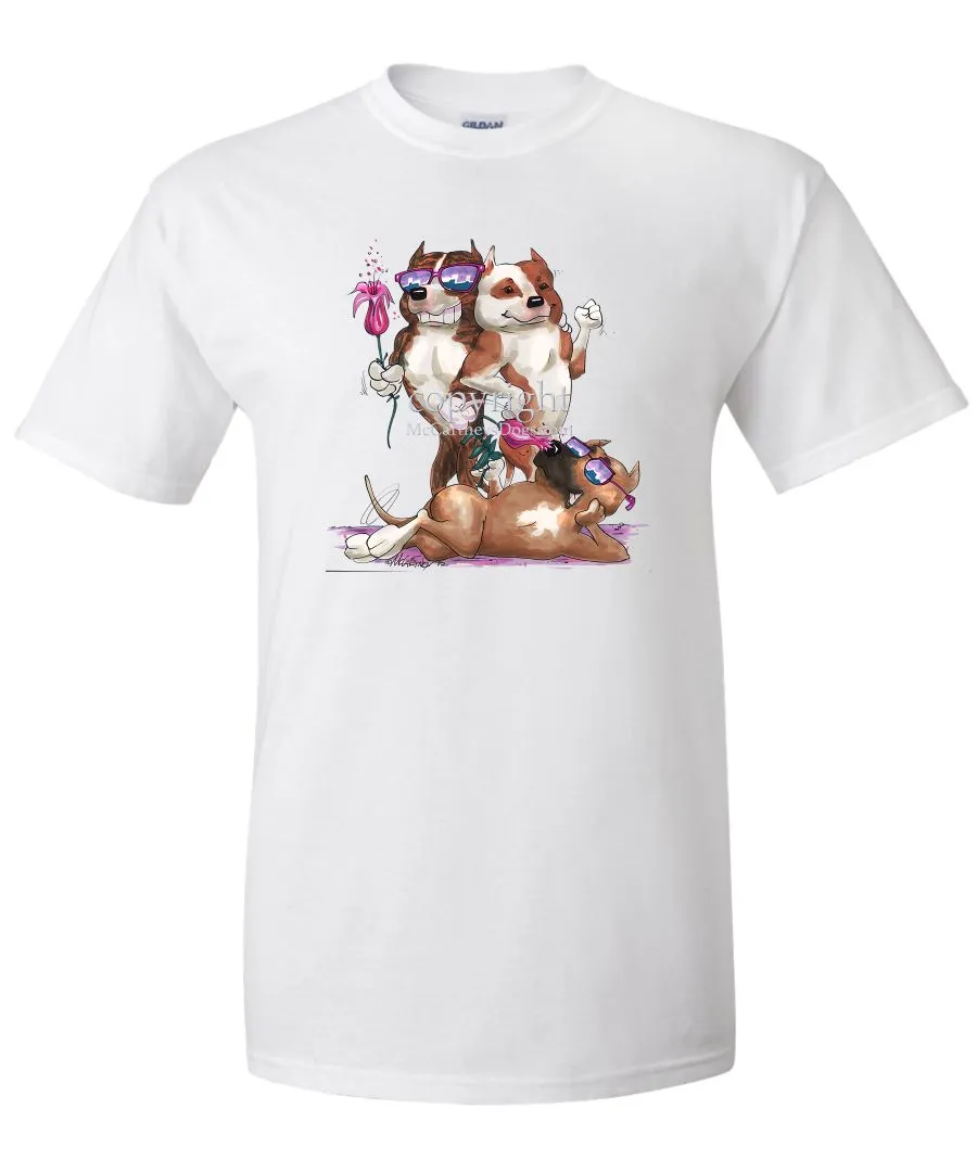 American Staffordshire Terrier - Group Trio - Caricature - T-Shirt