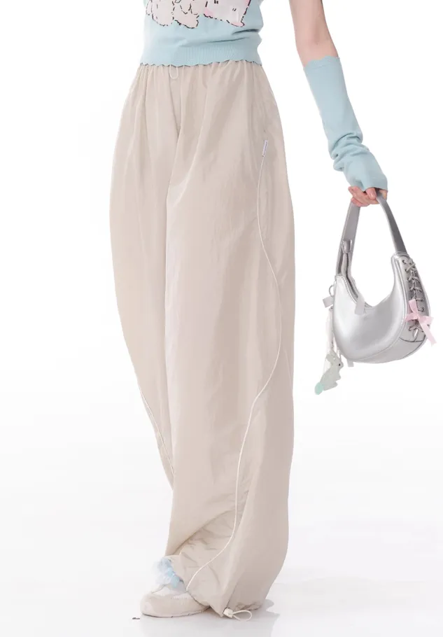 American Style Hem Gathered Straps Wide Leg Pants ZIZ0160