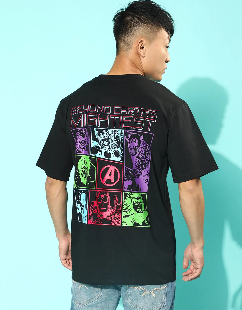 Avenger Black Oversized Back Graphic Printed Tshirt