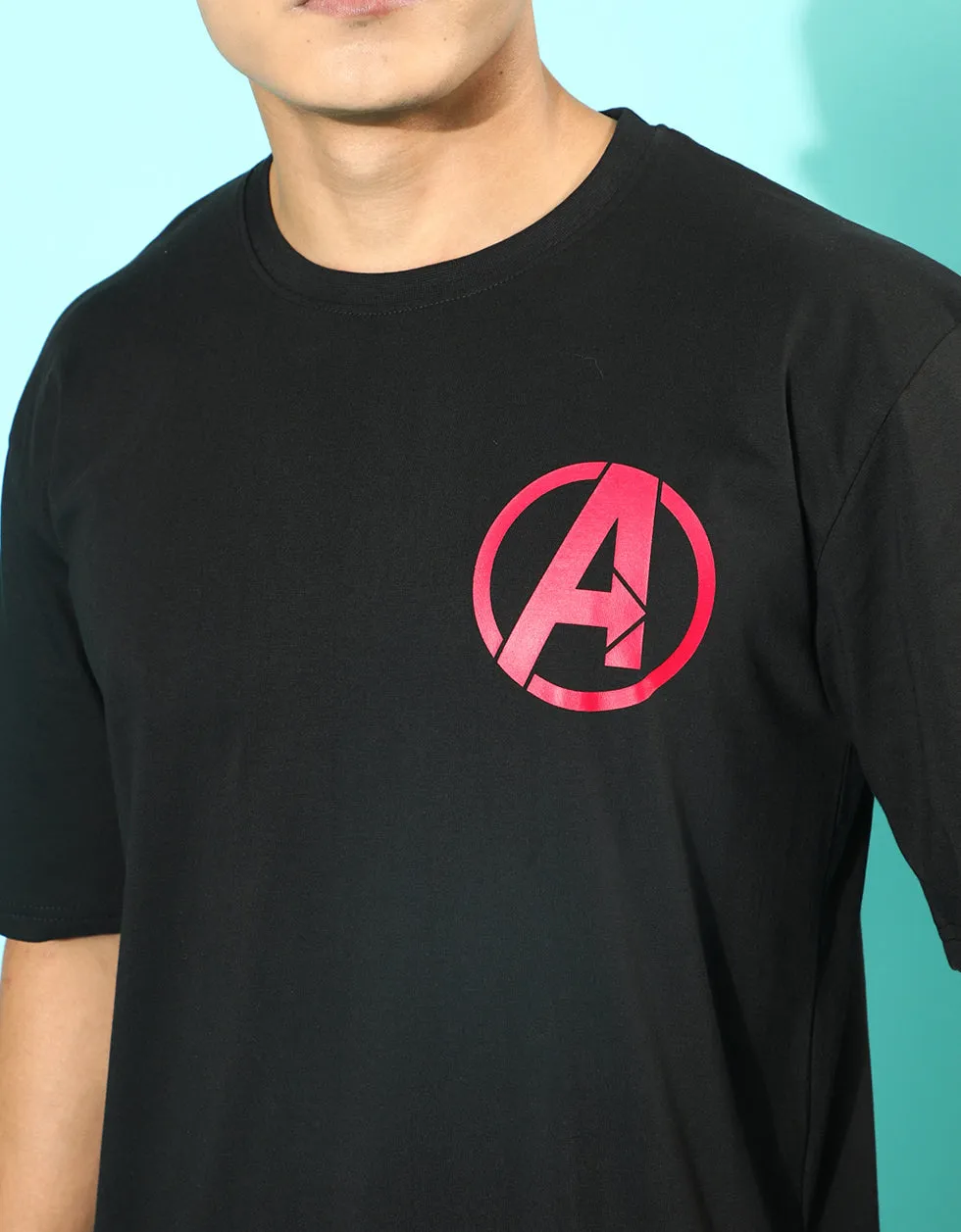 Avenger Black Oversized Back Graphic Printed Tshirt