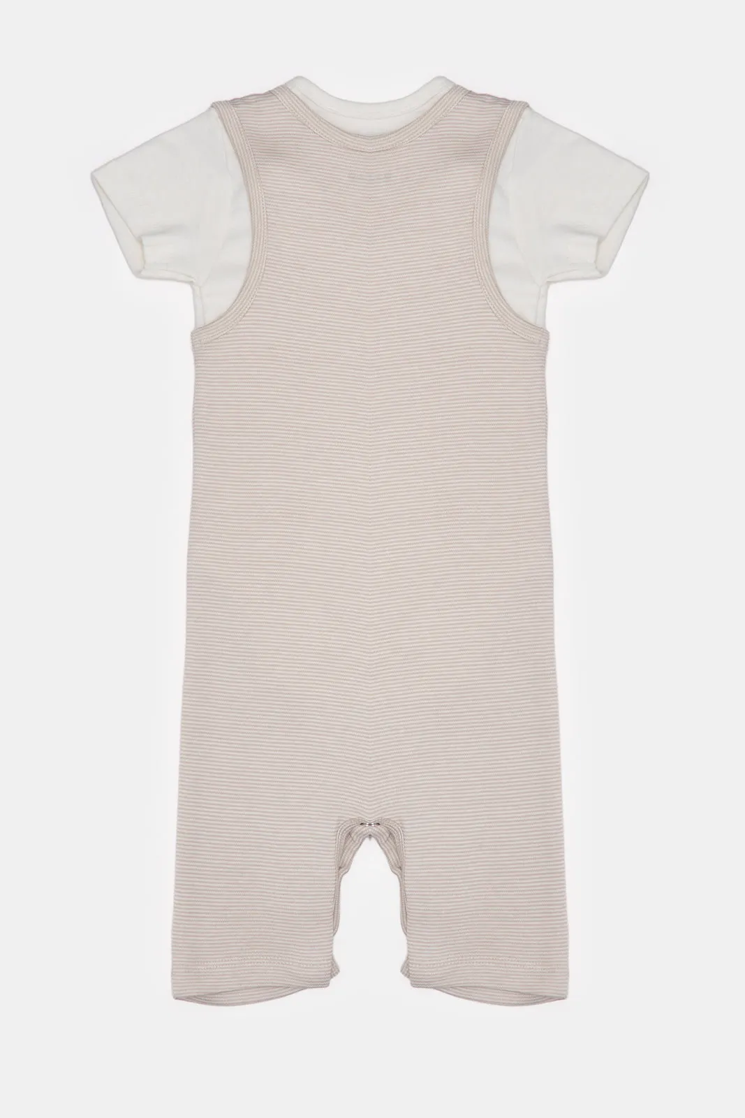 Baby Beige Printed Dungaree Set (2 Piece)