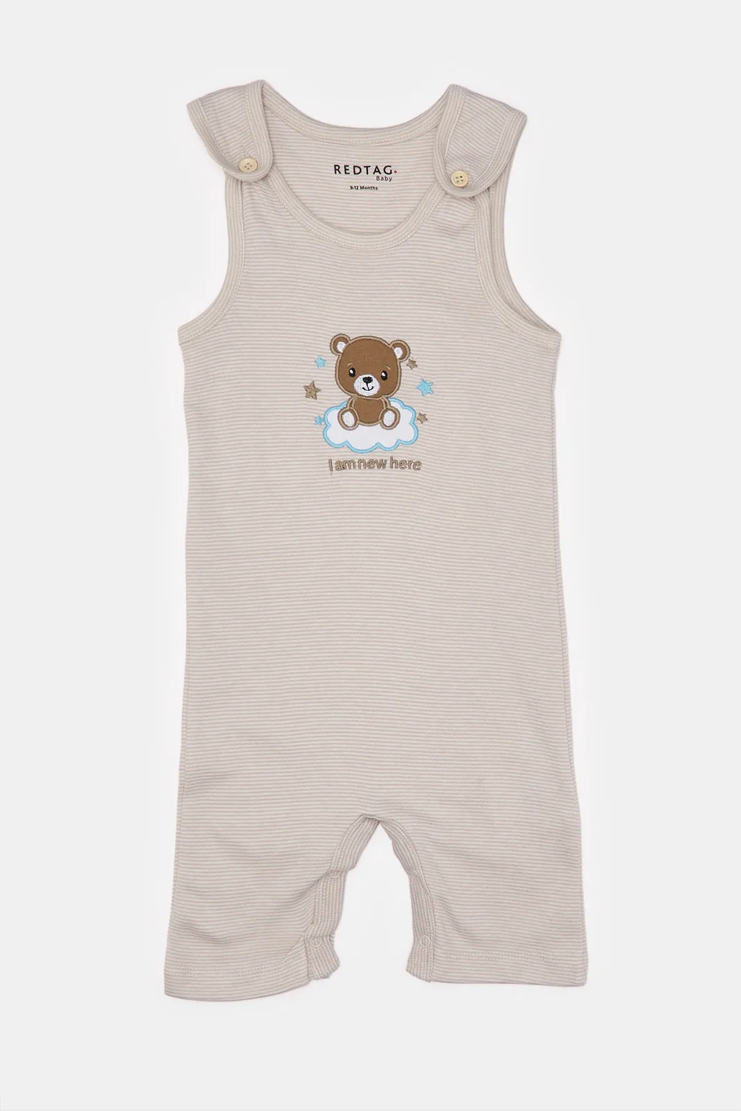 Baby Beige Printed Dungaree Set (2 Piece)