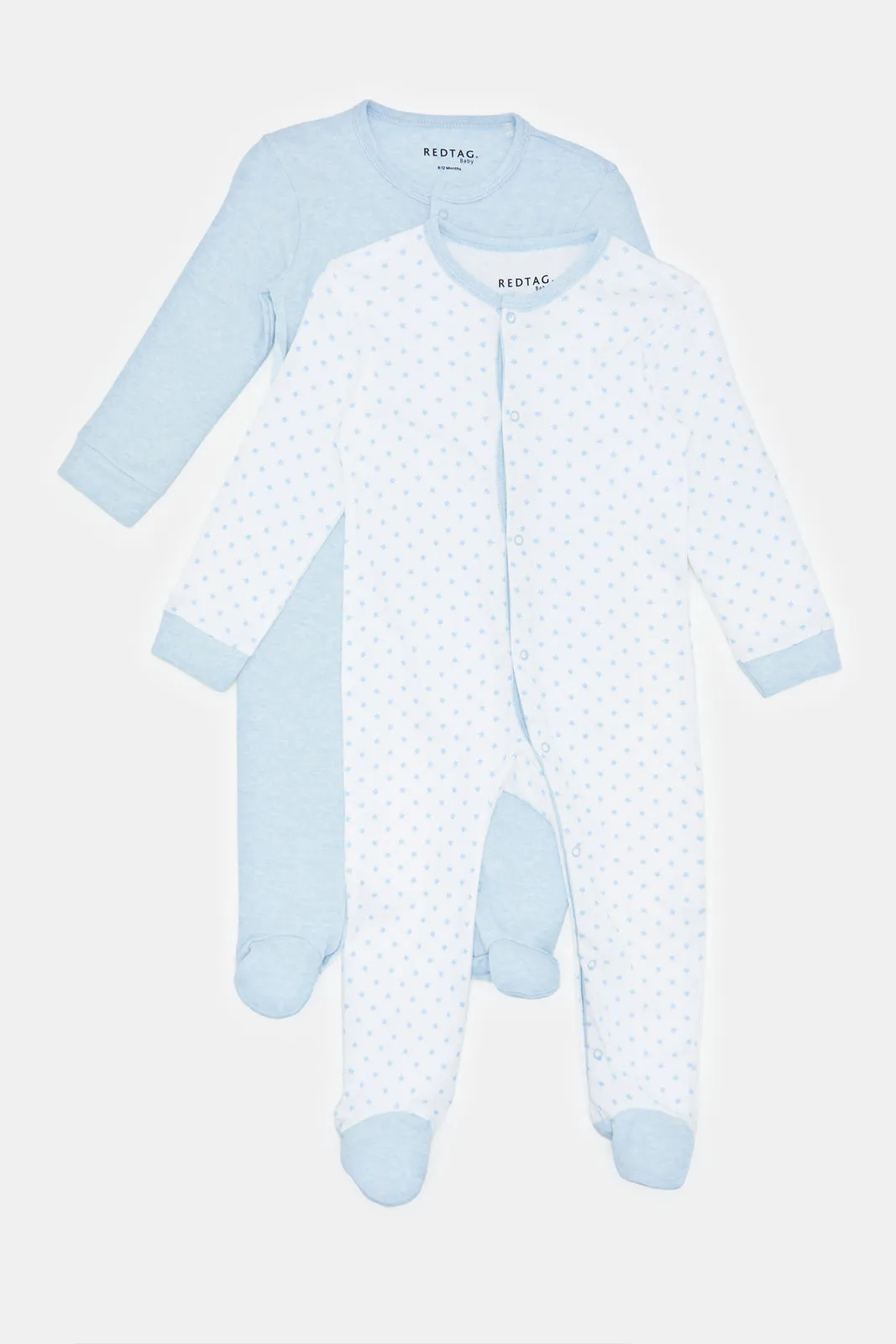 Baby Blue Printed Sleepsuit Set (Pack of 2)