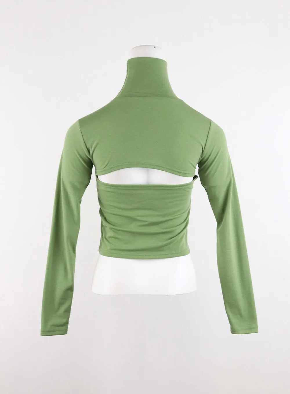 Back Slit Turtle Neck Crop Tee CD308