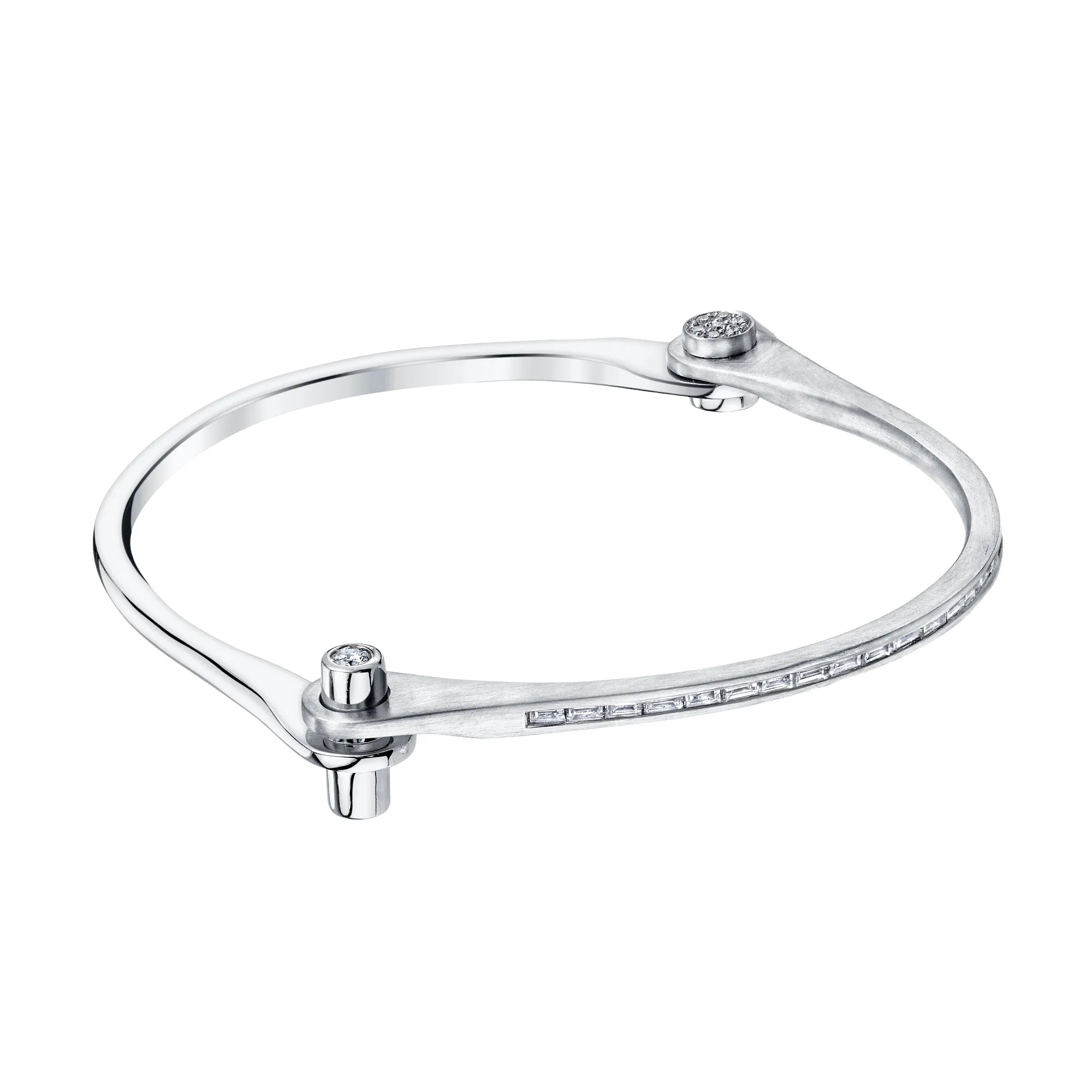 Baguette Skinny Handcuff - White Gold