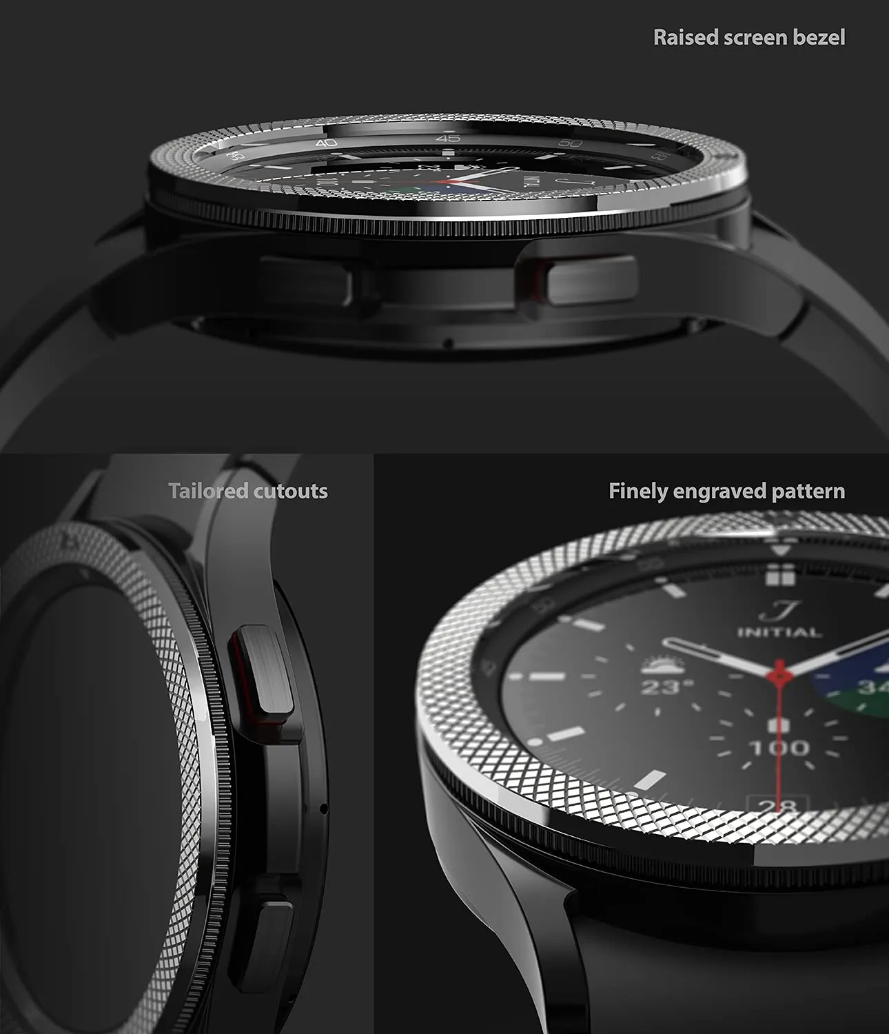 Bezel Styling Compatible with Samsung Galaxy Watch 4 Classic 46mm - Silver [46-40]