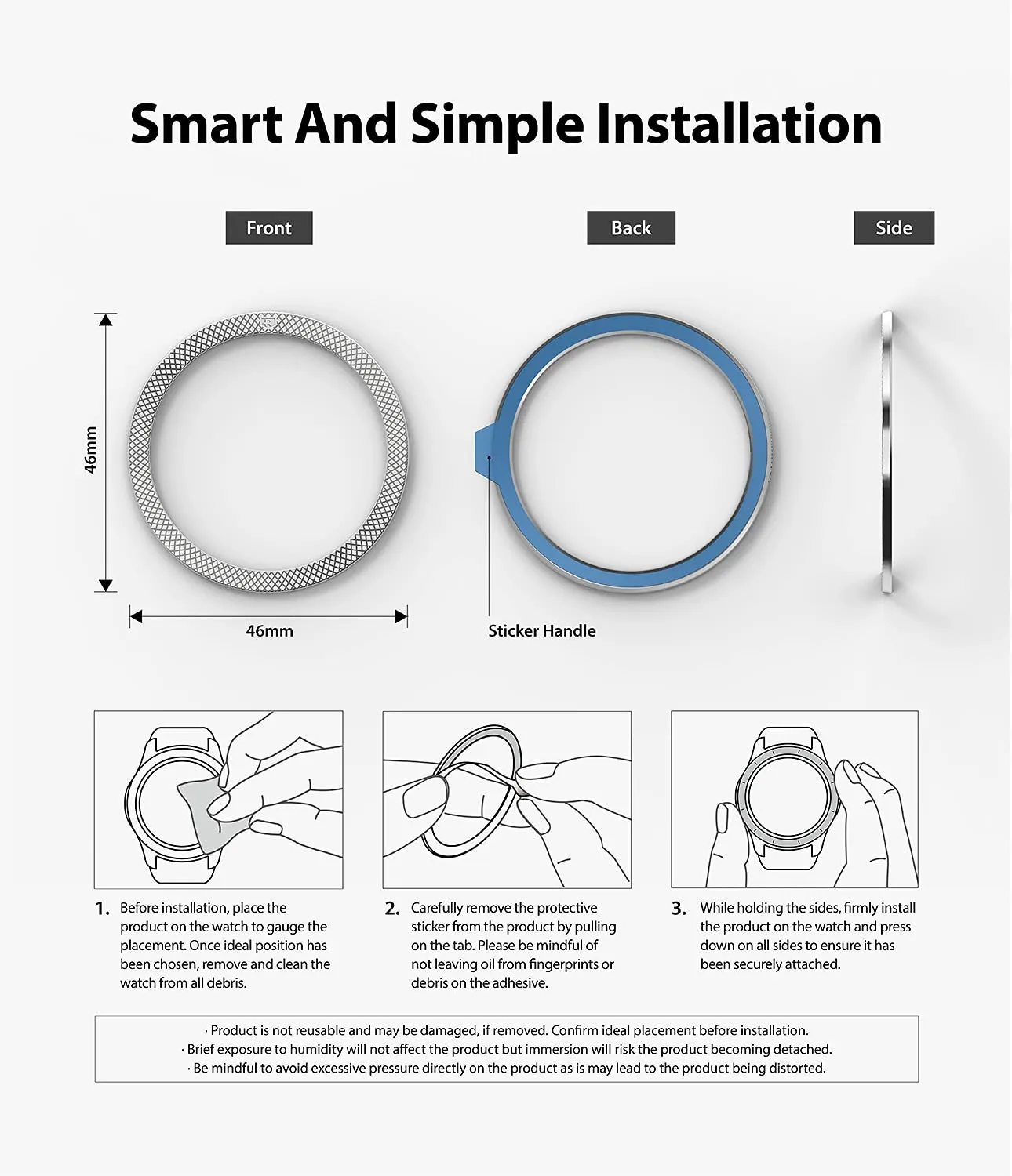 Bezel Styling Compatible with Samsung Galaxy Watch 4 Classic 46mm - Silver [46-40]