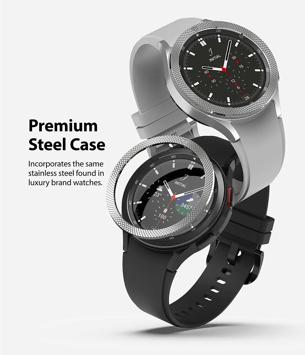 Bezel Styling Compatible with Samsung Galaxy Watch 4 Classic 46mm - Silver [46-40]