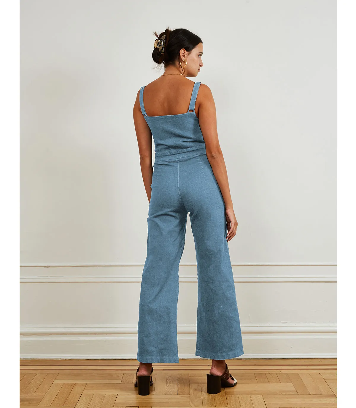 Billy Zip Front Wide Leg Jumpsuit - Light Indigo