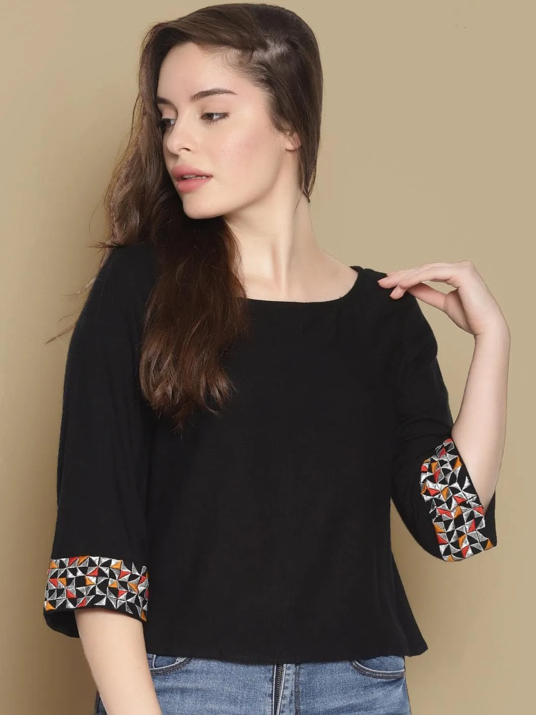 Black Embroidered Top