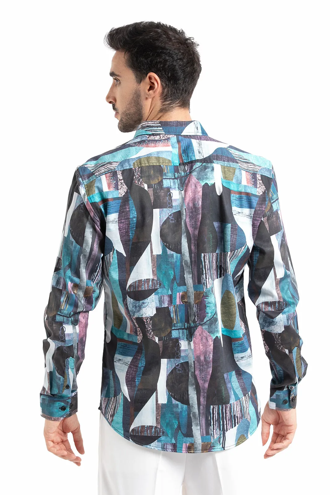 Blue Abstract Print Shirt