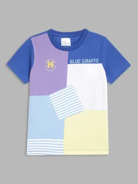 Blue Giraffe Boys Multi Colour blocked Round Neck TShirt