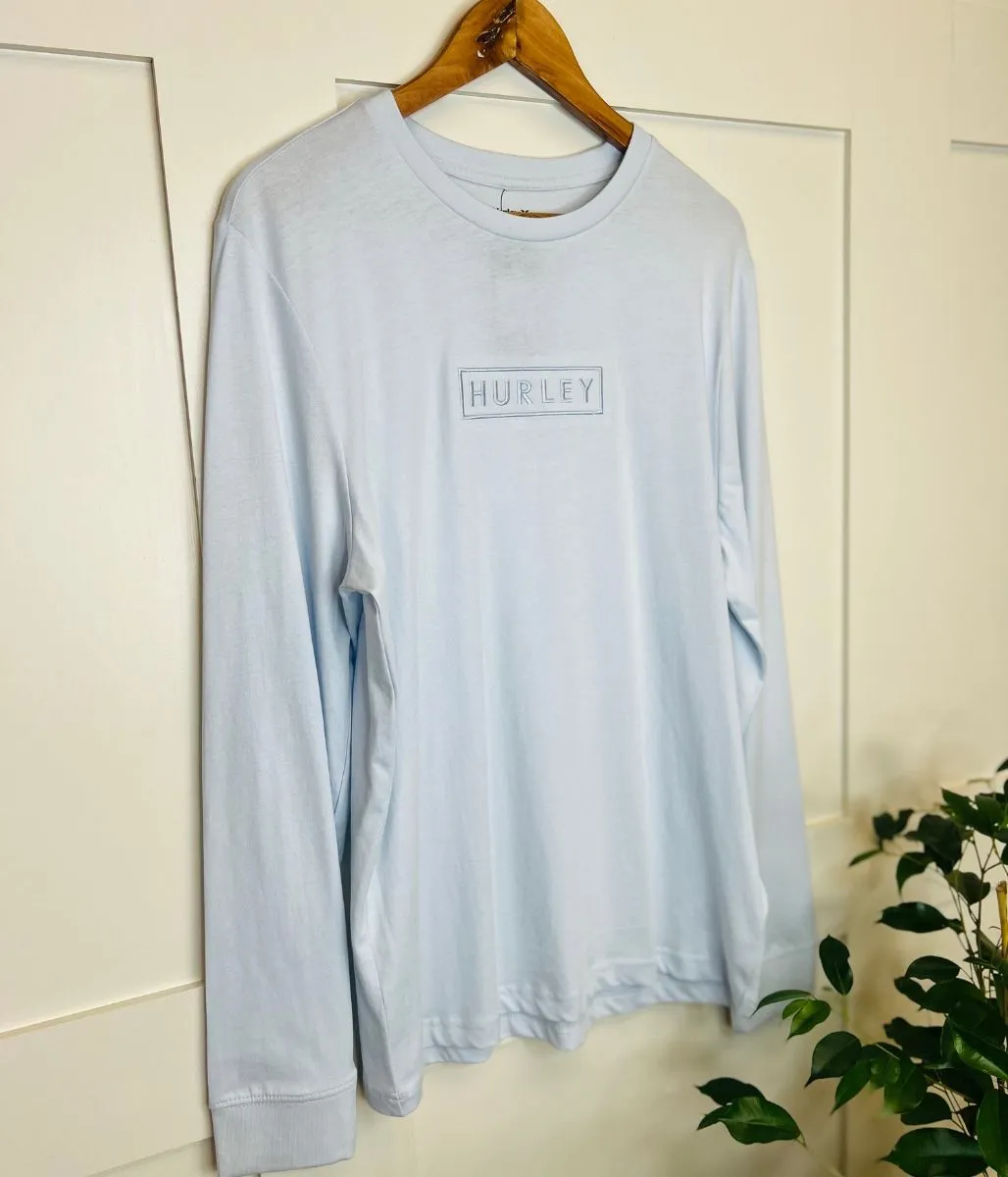 Blue Mens Hurley Long Sleeved Logo T Shirt