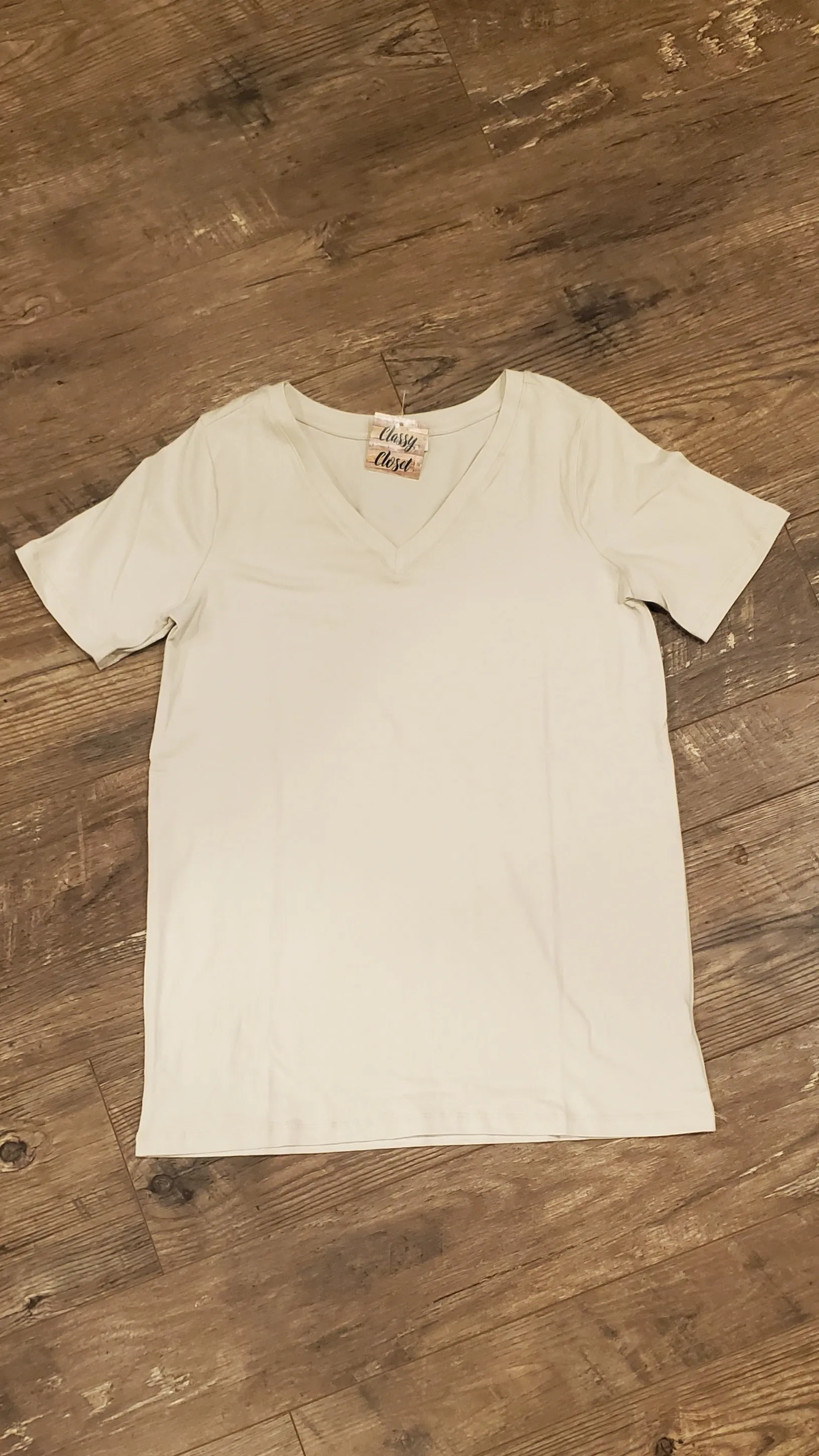 Bone V-Neck Short Sleeve Top • S, M, XL