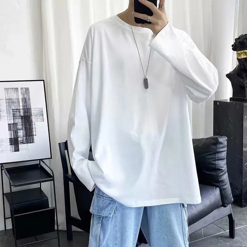 Bonsir 90s streetwear Straight Jeans Men's Spring and Autumn Japanese Men's Washed Blue Loose Wide-Leg Casual Ankle-Tied Pants Men's