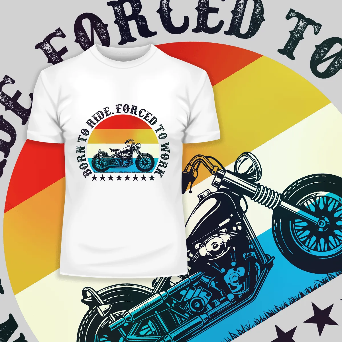 Born to Ride - Forced To Work Crew Neck T-shirt & Tank Top