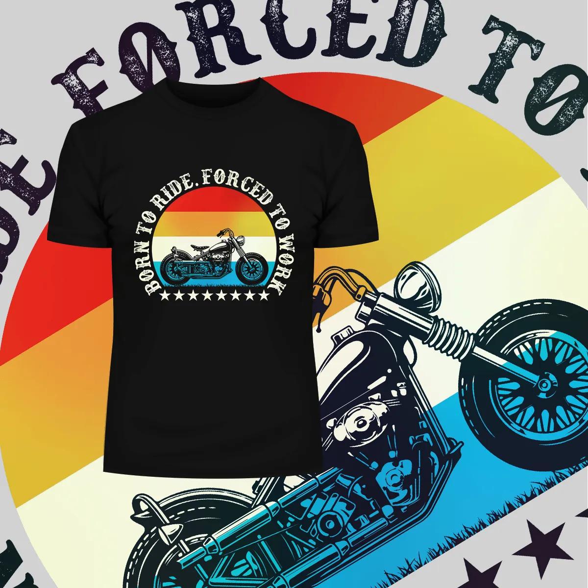 Born to Ride - Forced To Work Crew Neck T-shirt & Tank Top