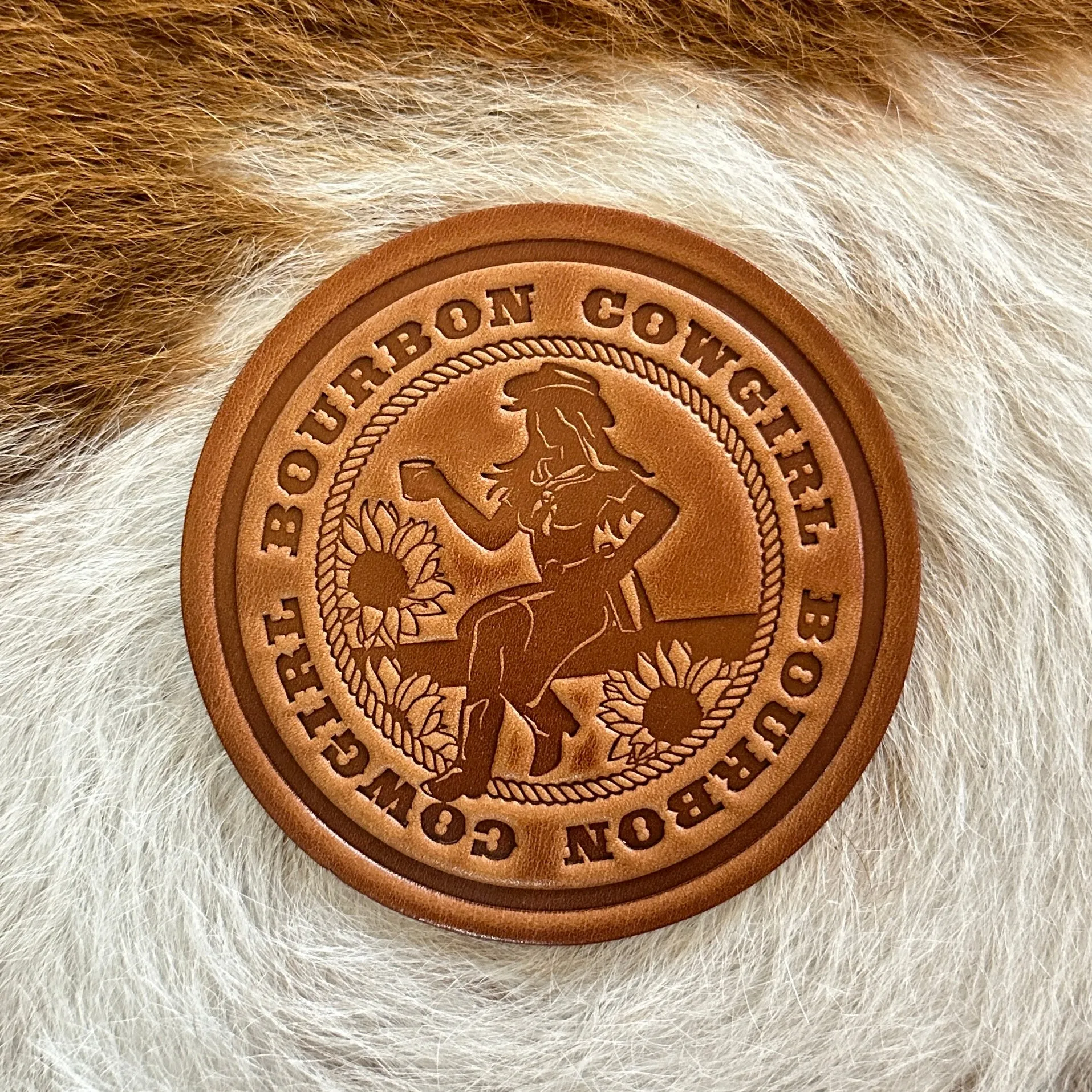 Bourbon Cowgirl Leather Coaster