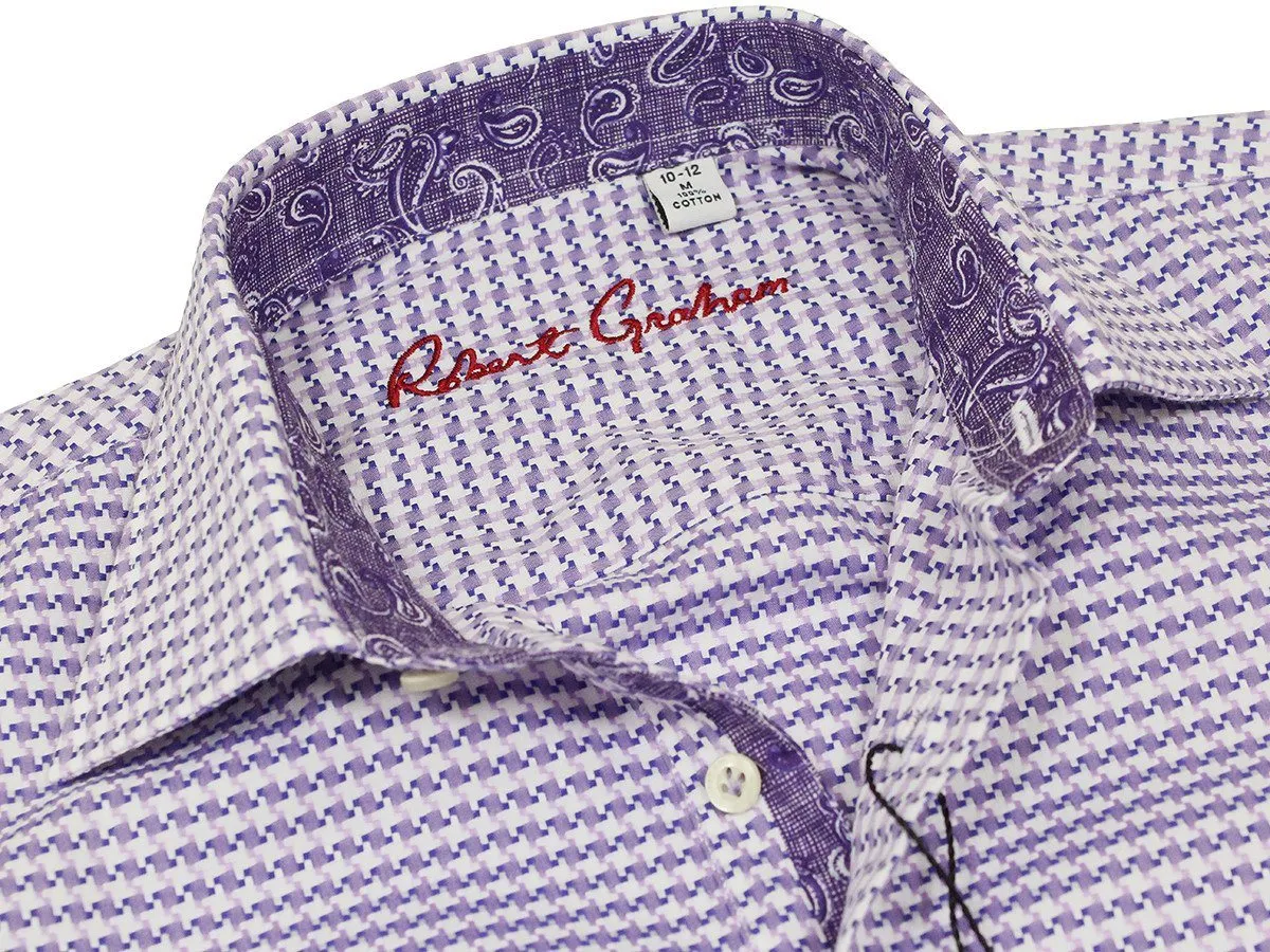 Boy's Sport Shirt 22297 Lavender Houndstooth