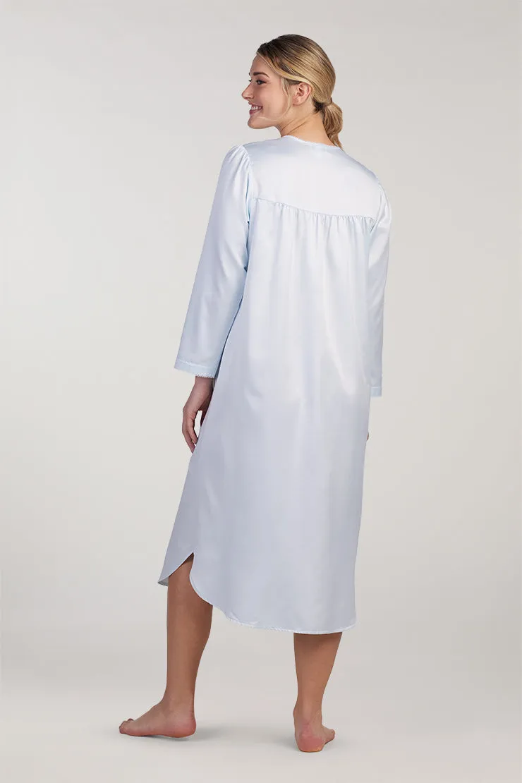 Long Brushed-Back Satin Nightgown with Elegant Details