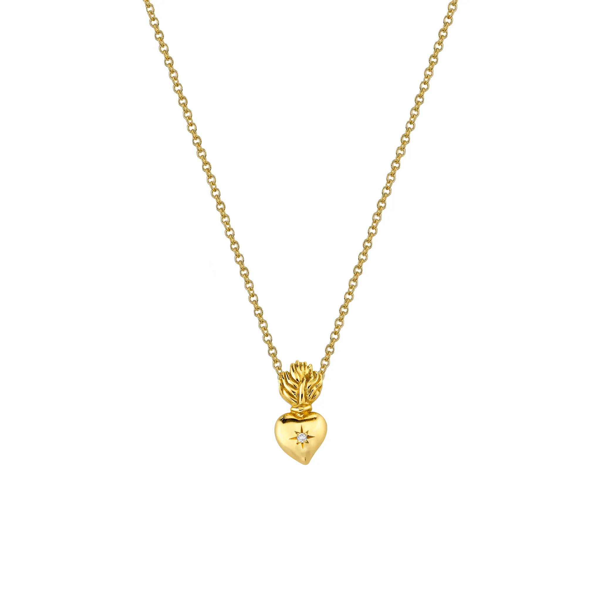 Burning Heart Star Set Diamond Necklace