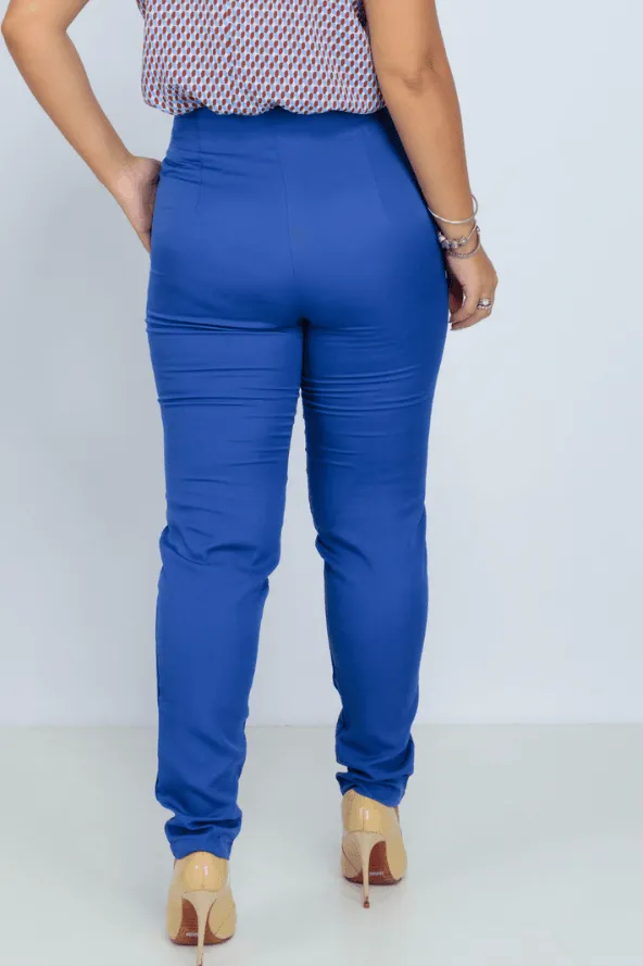 Calça Skinny Detalhe Cós Heloísa Azul Royal