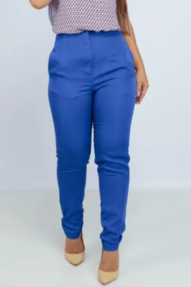 Calça Skinny Detalhe Cós Heloísa Azul Royal