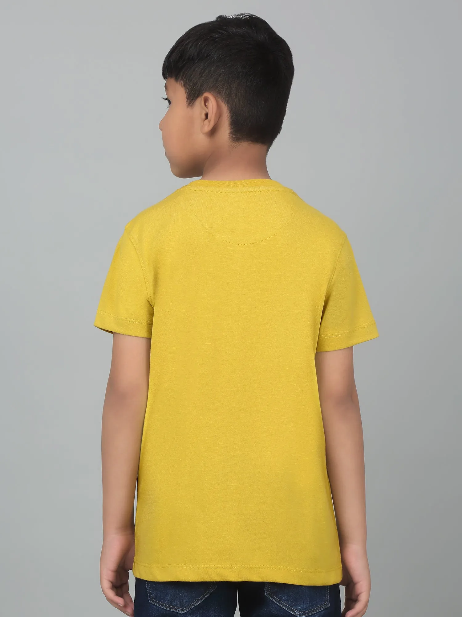 Cantabil Boy's Yellow Printed Half Sleeves T-Shirt