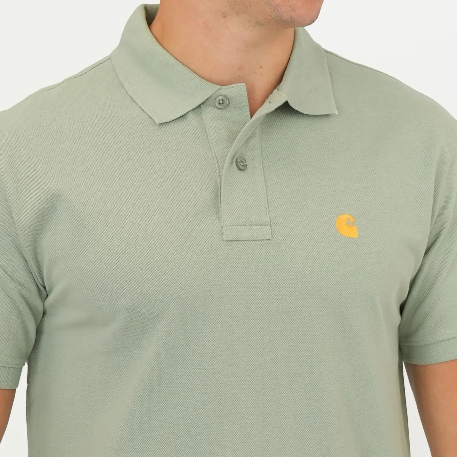 Carhartt Mens Polo Shirt Chase Pique Cotton Sage Green