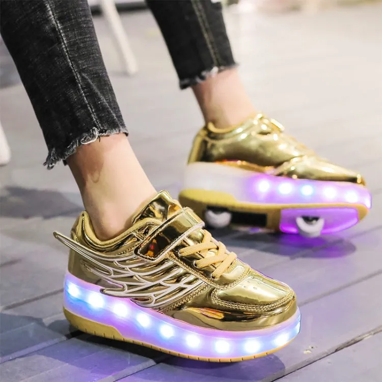 CD03 LED Double Wheel Wing Roller Skating Shoes, Size : 39(Pink)